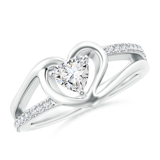 5mm GVS2 Round Diamond Split Shank Heart Promise Ring in P950 Platinum