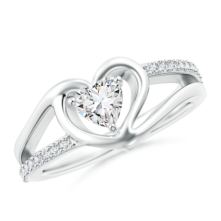 5mm GVS2 Round Diamond Split Shank Heart Promise Ring in P950 Platinum 