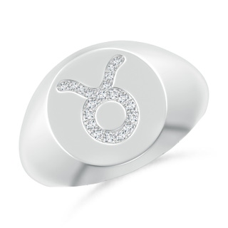 1mm GVS2 Diamond Taurus Zodiac Sign Signet Ring in White Gold