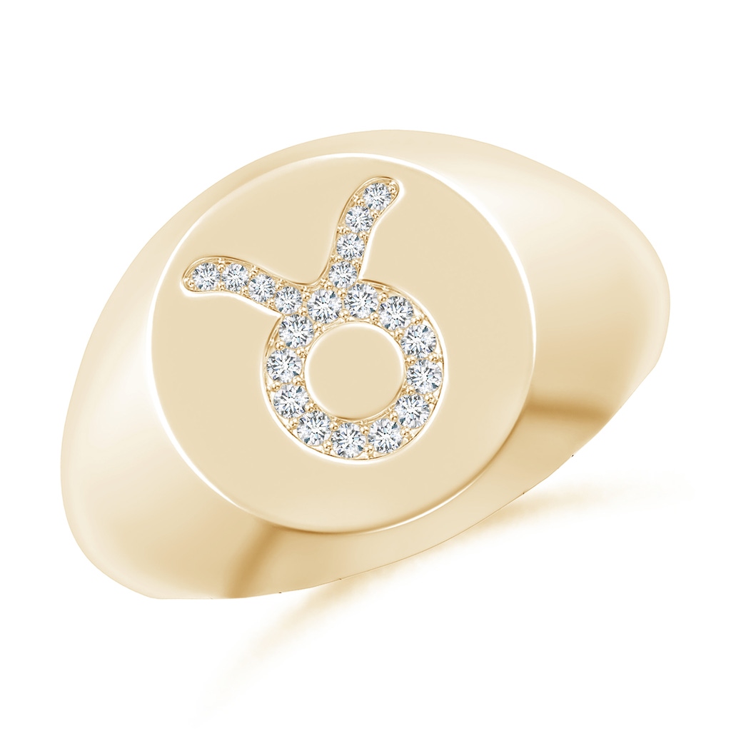 1mm GVS2 Diamond Taurus Zodiac Sign Signet Ring in Yellow Gold