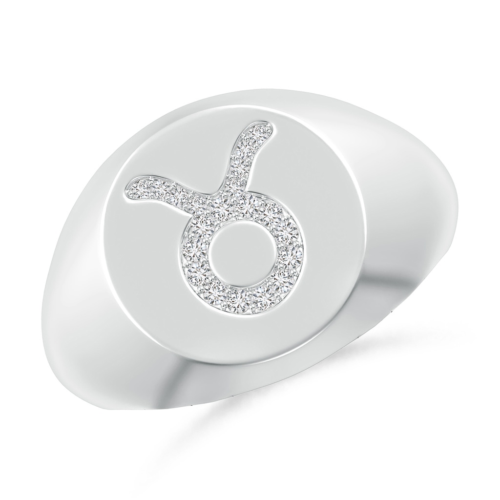 1mm HSI2 Diamond Taurus Zodiac Sign Signet Ring in White Gold