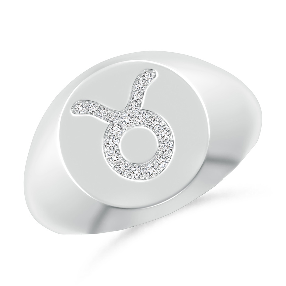 1mm HSI2 Diamond Taurus Zodiac Sign Signet Ring in White Gold 