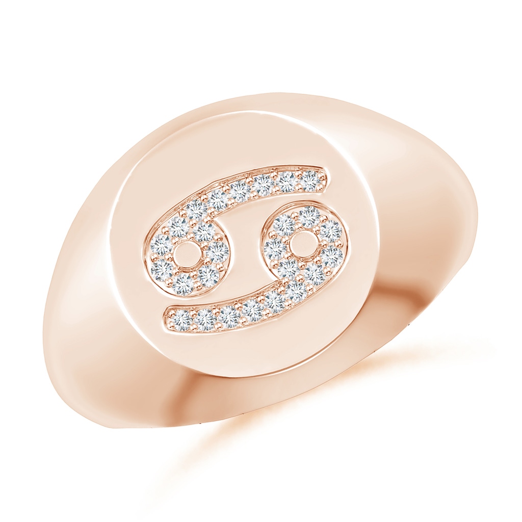 0.9mm GVS2 Diamond Cancer Zodiac Sign Signet Ring in Rose Gold