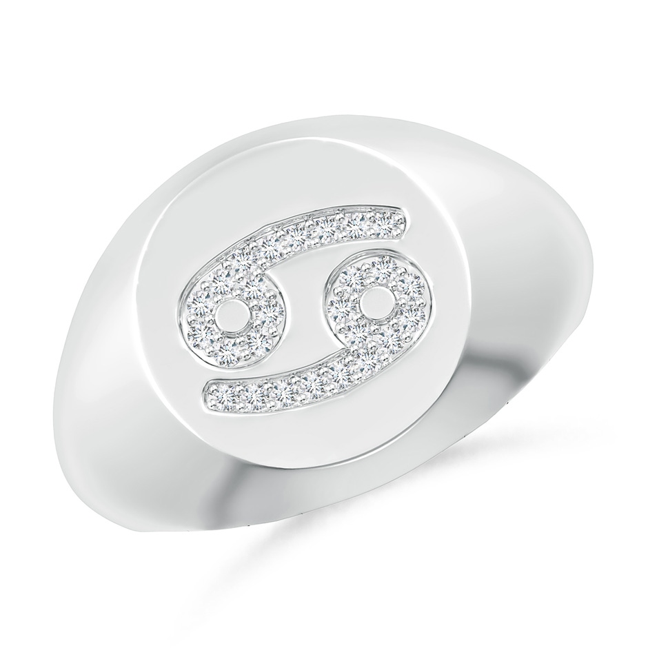0.9mm GVS2 Diamond Cancer Zodiac Sign Signet Ring in White Gold 