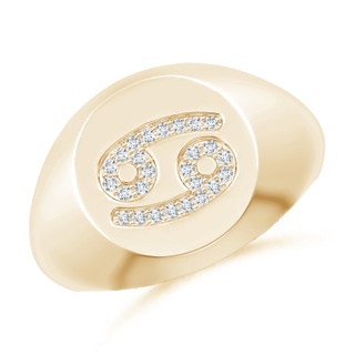 0.9mm GVS2 Diamond Cancer Zodiac Sign Signet Ring in Yellow Gold