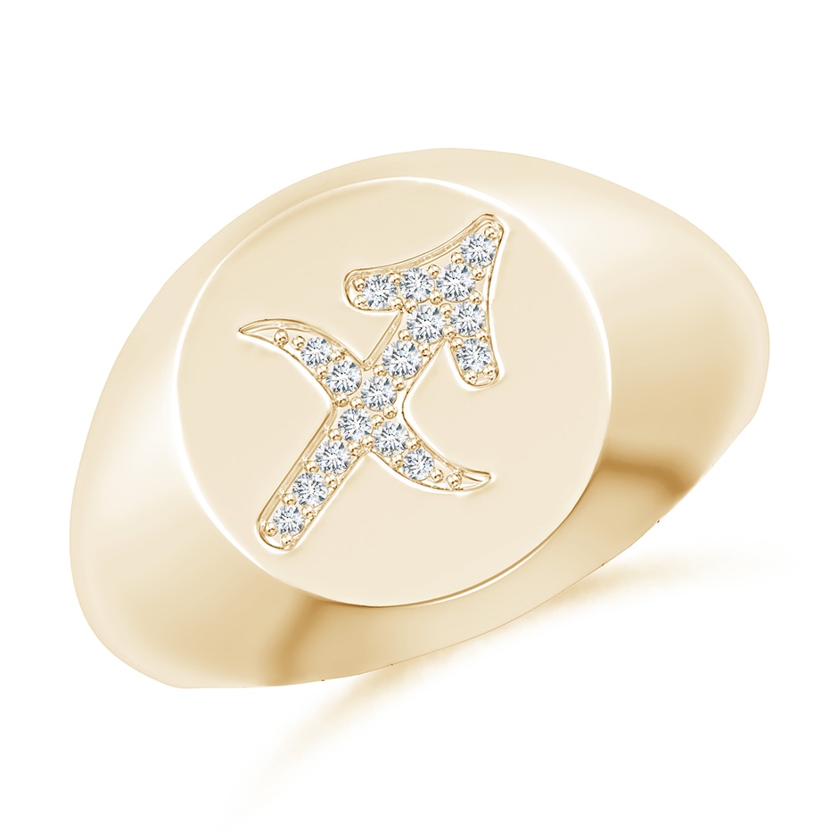 1mm GVS2 Diamond Sagittarius Zodiac Sign Signet Ring in Yellow Gold 