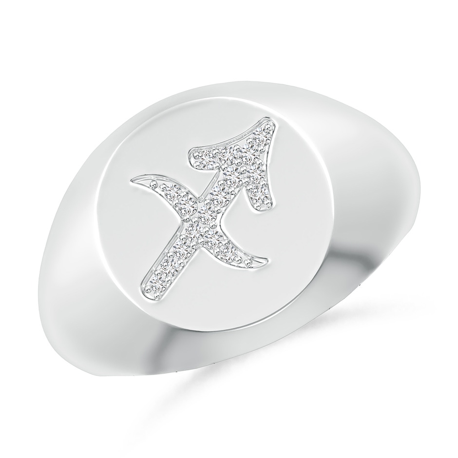 1mm HSI2 Diamond Sagittarius Zodiac Sign Signet Ring in White Gold 