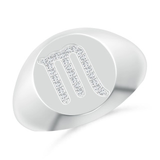 0.8mm GVS2 Diamond Scorpio Zodiac Sign Signet Ring in White Gold