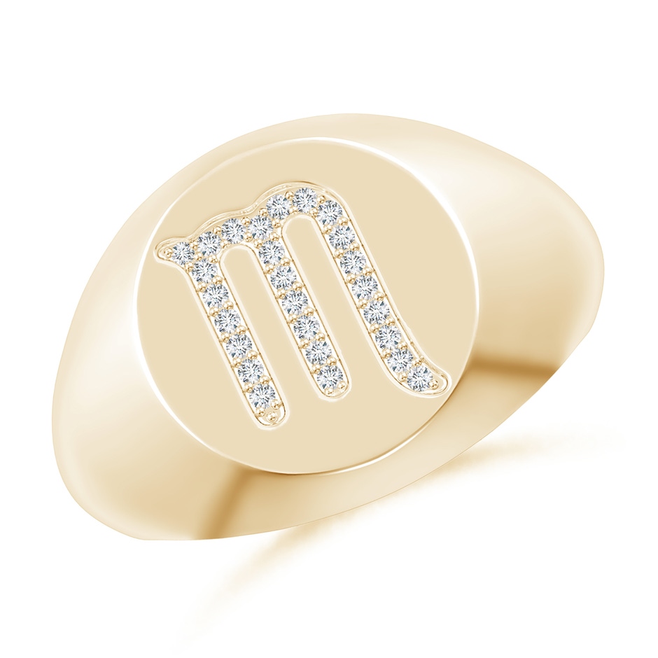 0.8mm GVS2 Diamond Scorpio Zodiac Sign Signet Ring in Yellow Gold 