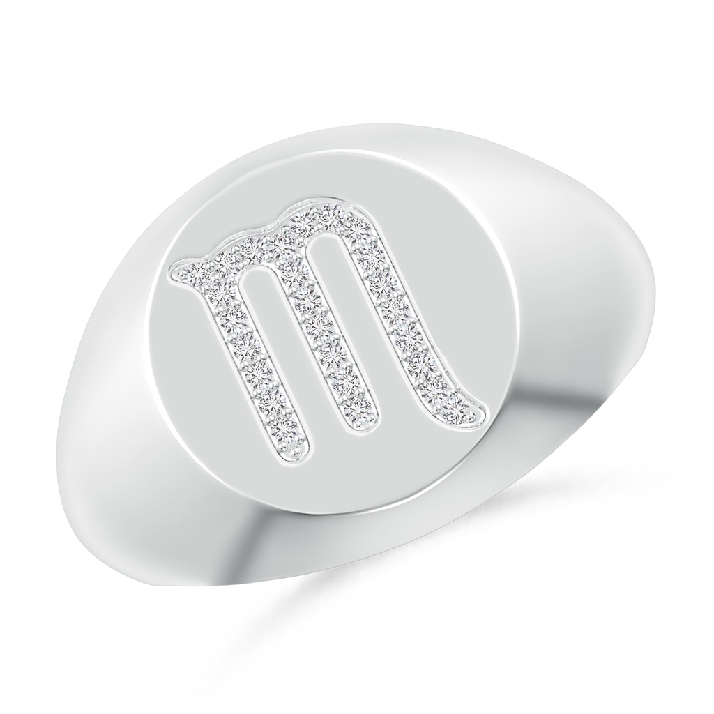 0.8mm HSI2 Diamond Scorpio Zodiac Sign Signet Ring in White Gold