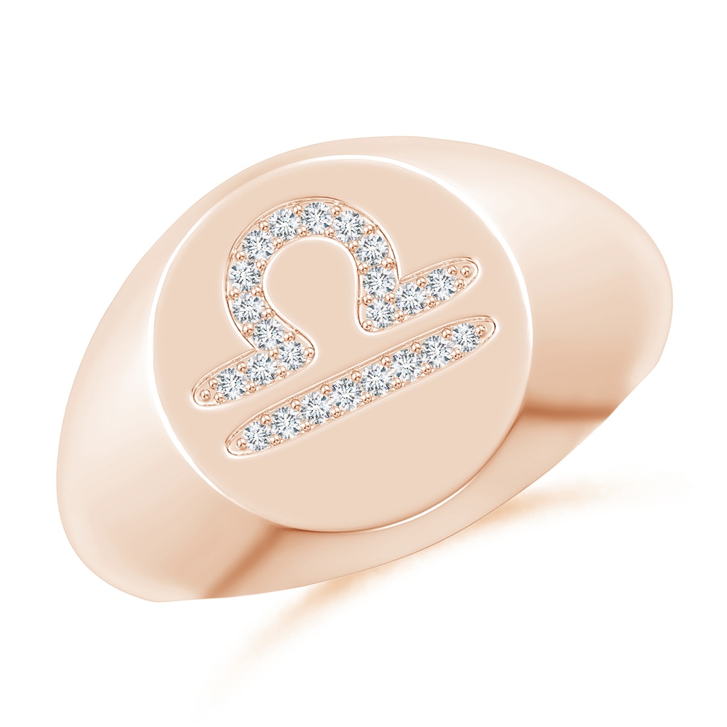 0.9mm GVS2 Diamond Libra Zodiac Sign Signet Ring in Rose Gold