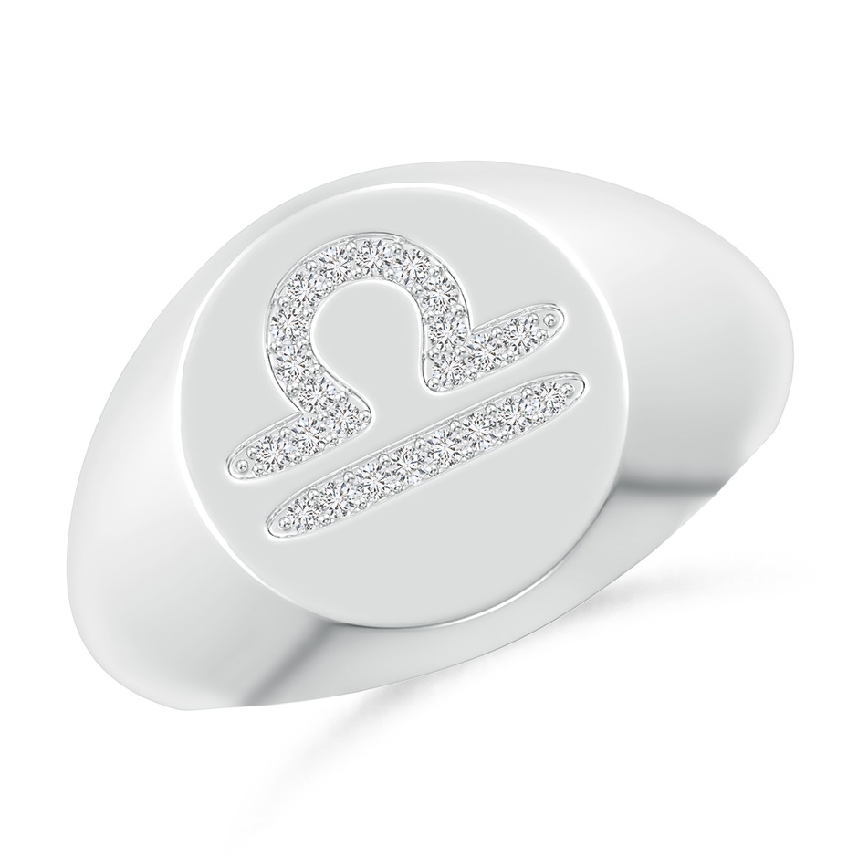 0.9mm HSI2 Diamond Libra Zodiac Sign Signet Ring in White Gold 