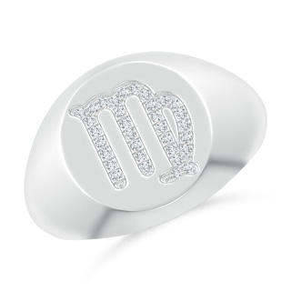 0.8mm GVS2 Diamond Virgo Zodiac Sign Signet Ring in White Gold