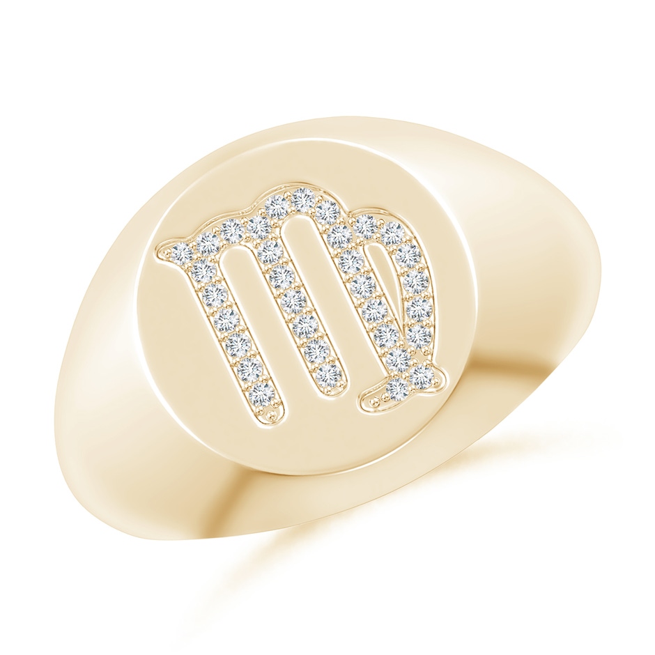 0.8mm GVS2 Diamond Virgo Zodiac Sign Signet Ring in Yellow Gold 