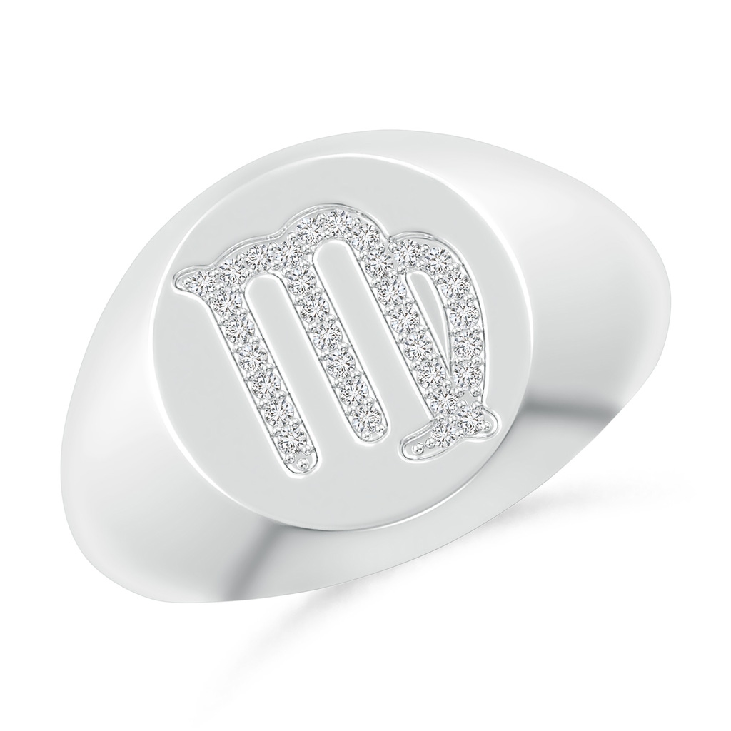 0.8mm HSI2 Diamond Virgo Zodiac Sign Signet Ring in White Gold