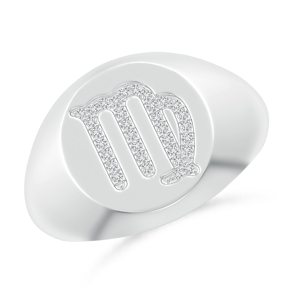 0.8mm HSI2 Diamond Virgo Zodiac Sign Signet Ring in White Gold 