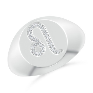 0.8mm GVS2 Diamond Leo Zodiac Sign Signet Ring in White Gold