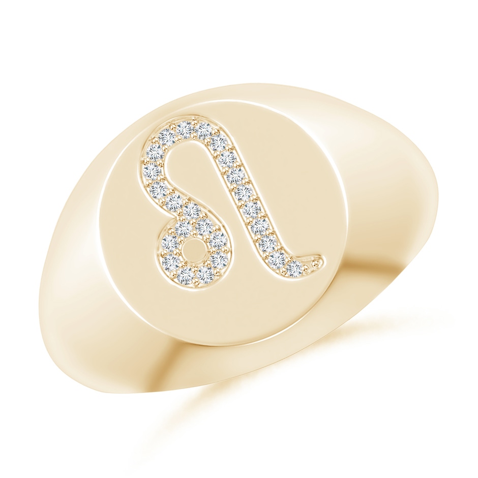 0.8mm GVS2 Diamond Leo Zodiac Sign Signet Ring in Yellow Gold 