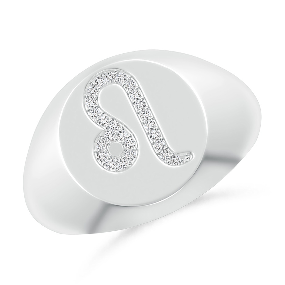 0.8mm HSI2 Diamond Leo Zodiac Sign Signet Ring in White Gold 