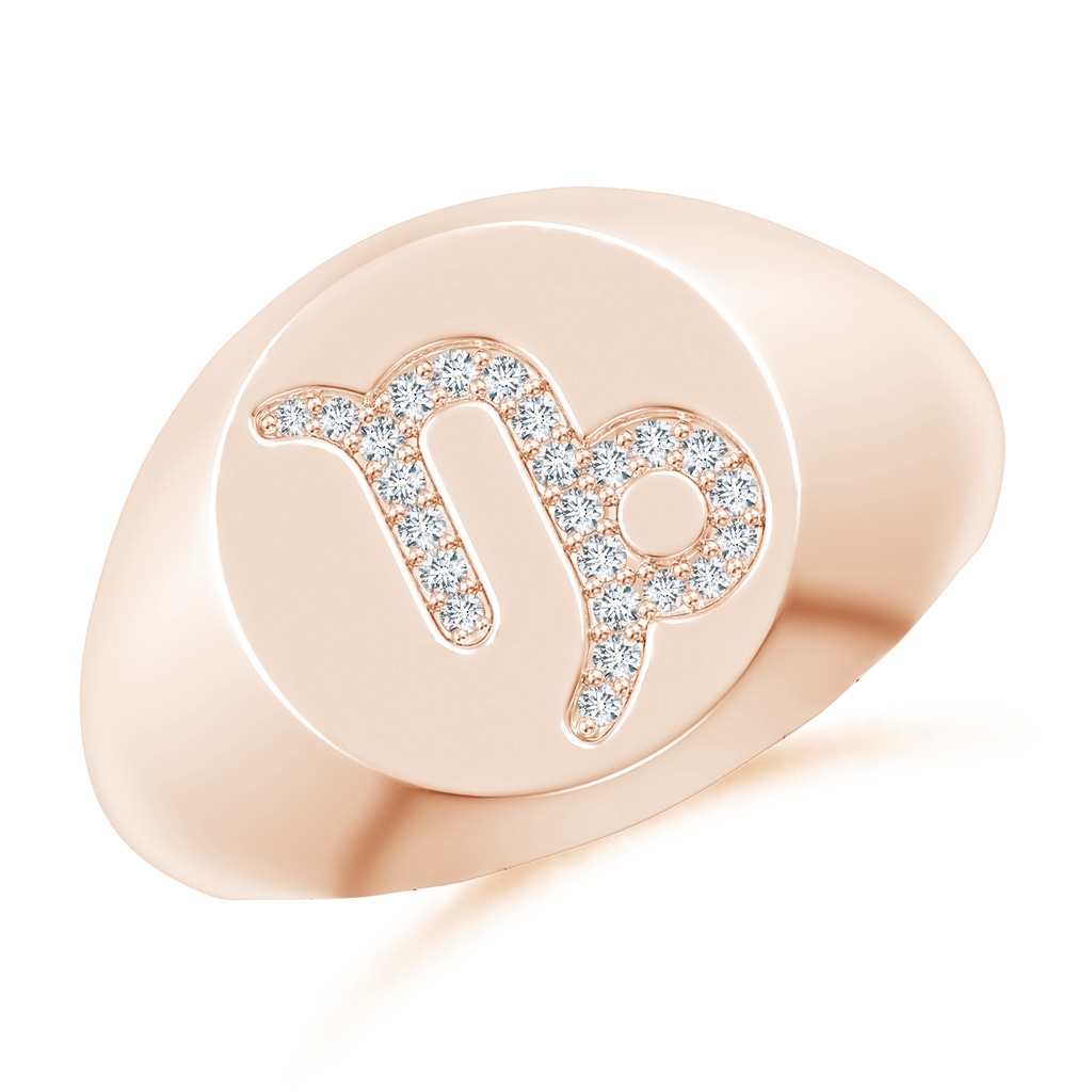 0.9mm GVS2 Diamond Capricorn Zodiac Sign Signet Ring in Rose Gold 