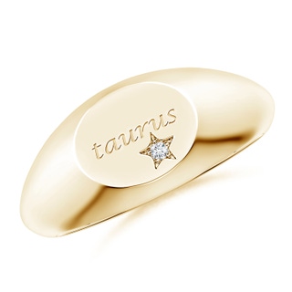 1.3mm GVS2 Diamond Taurus Engraved Signet Ring in Yellow Gold