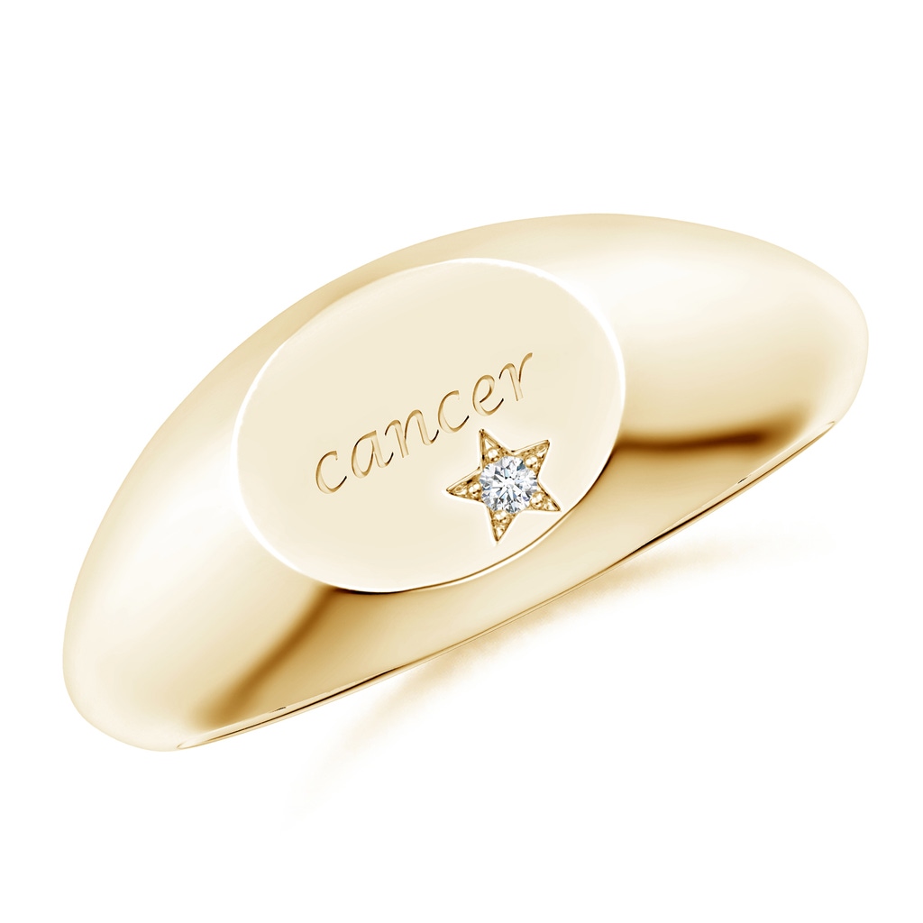 1.3mm GVS2 Diamond Cancer Engraved Signet Ring in Yellow Gold