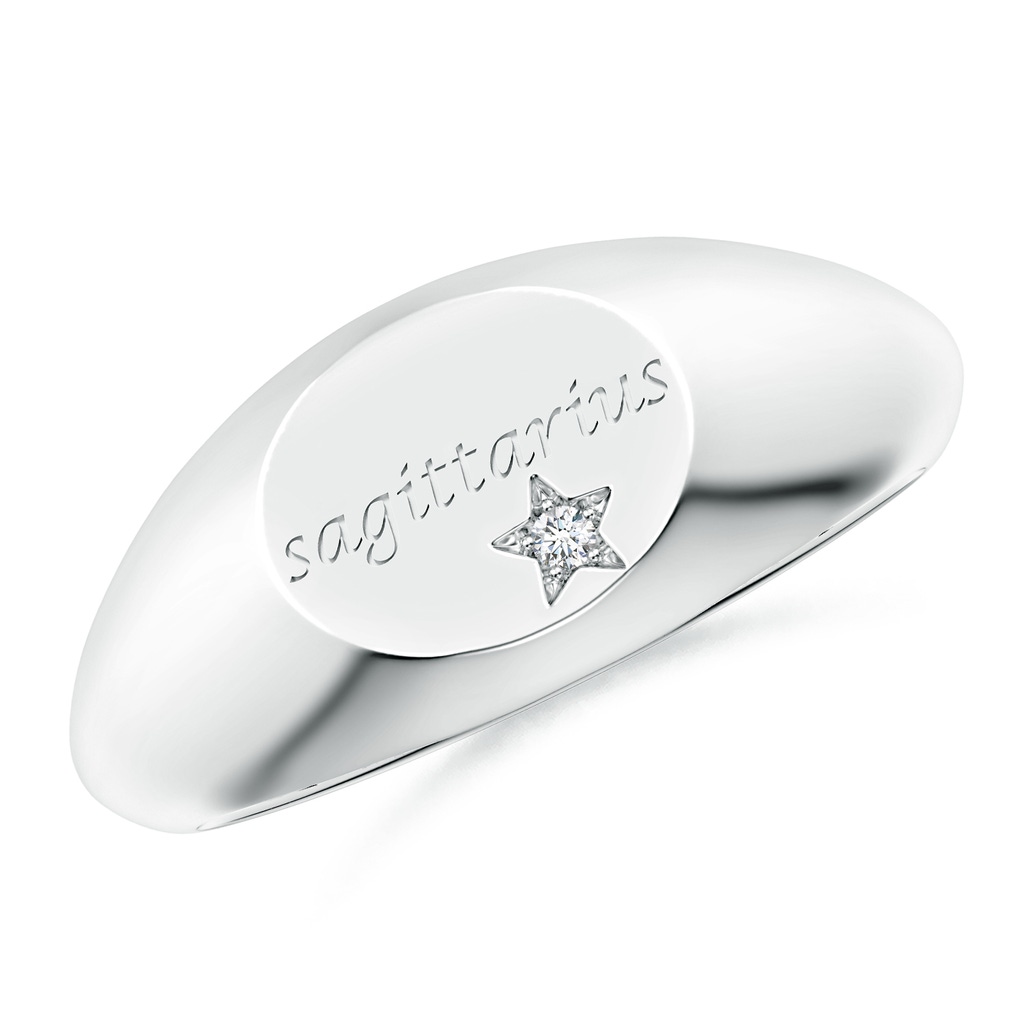 1.3mm GVS2 Diamond Sagittarius Engraved Signet Ring in White Gold
