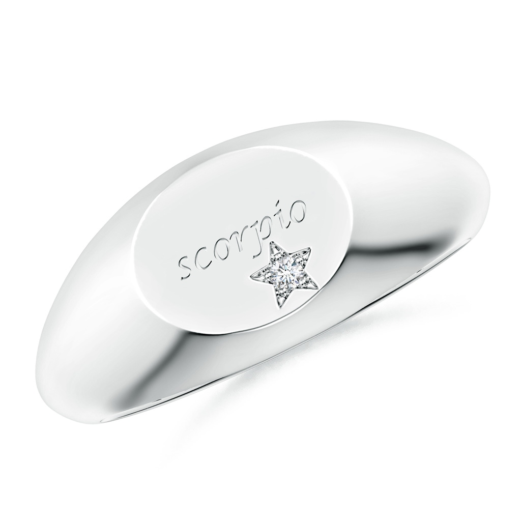 1.3mm GVS2 Diamond Scorpio Engraved Signet Ring in White Gold