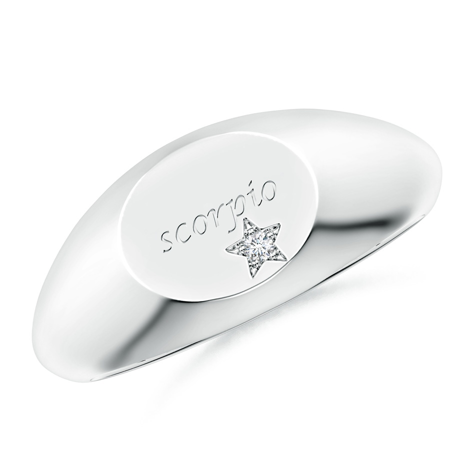 1.3mm GVS2 Diamond Scorpio Engraved Signet Ring in White Gold 