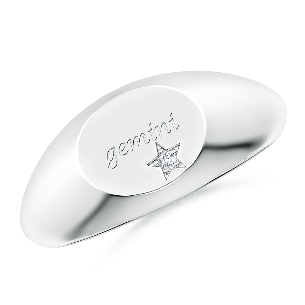 1.3mm GVS2 Diamond Gemini Engraved Signet Ring in White Gold