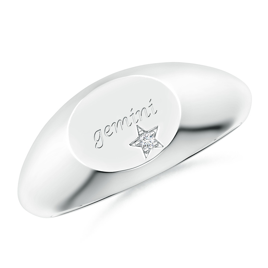 1.3mm GVS2 Diamond Gemini Engraved Signet Ring in White Gold 