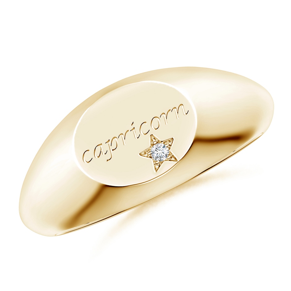 1.3mm GVS2 Diamond Capricorn Engraved Signet Ring in Yellow Gold 