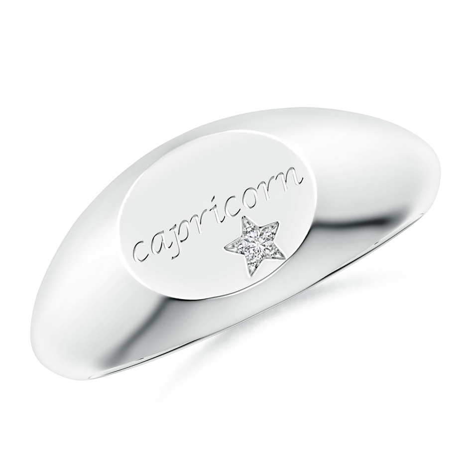 1.3mm HSI2 Diamond Capricorn Engraved Signet Ring in White Gold 