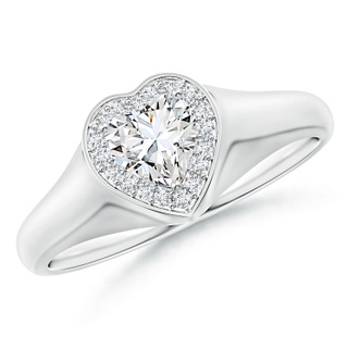 5mm GVS2 Heart-Shaped Diamond Halo Signet Ring in P950 Platinum