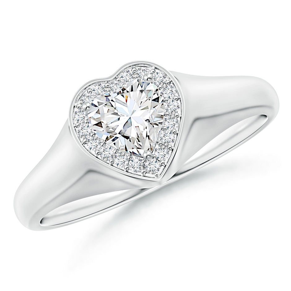 5mm GVS2 Heart-Shaped Diamond Halo Signet Ring in P950 Platinum 