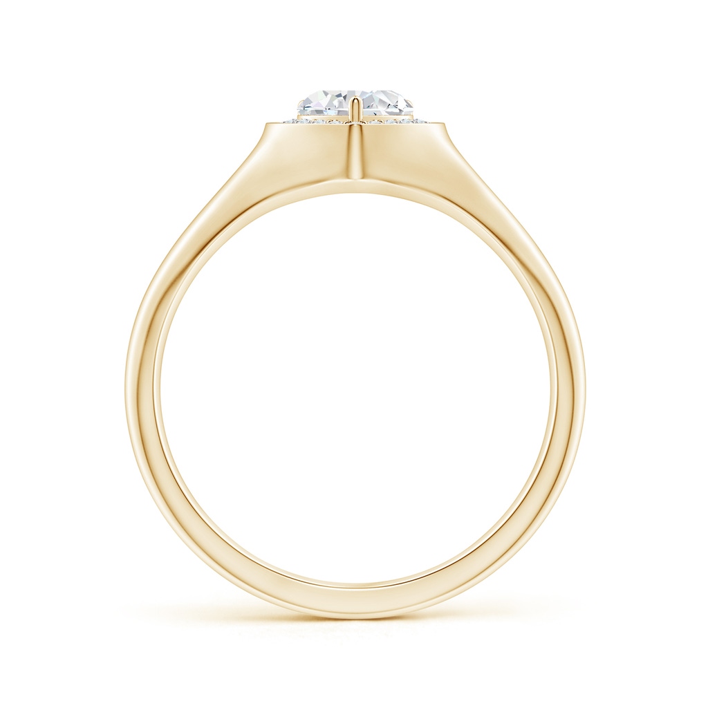 5mm GVS2 Heart-Shaped Diamond Halo Signet Ring in Yellow Gold Side-1
