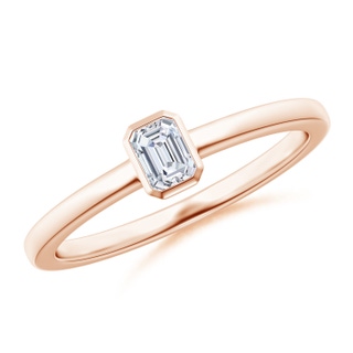 4x3mm GVS2 Bezel-Set Emerald-Cut Diamond Solitaire Ring in Rose Gold