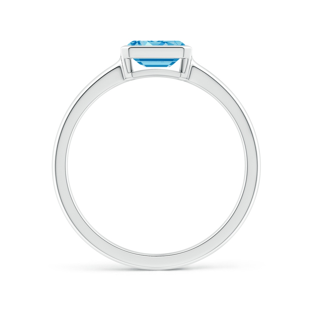 6x4mm AAAA East-West Emerald-Cut Fancy Intense Blue Diamond Solitaire Ring in Bezel Setting in P950 Platinum - side 199
