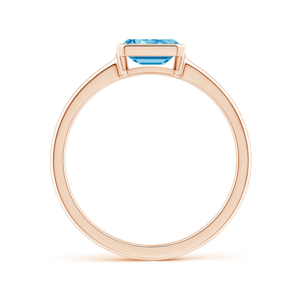 6x4mm AAAA East-West Emerald-Cut Fancy Intense Blue Diamond Solitaire Ring in Bezel Setting in Rose Gold - side 199