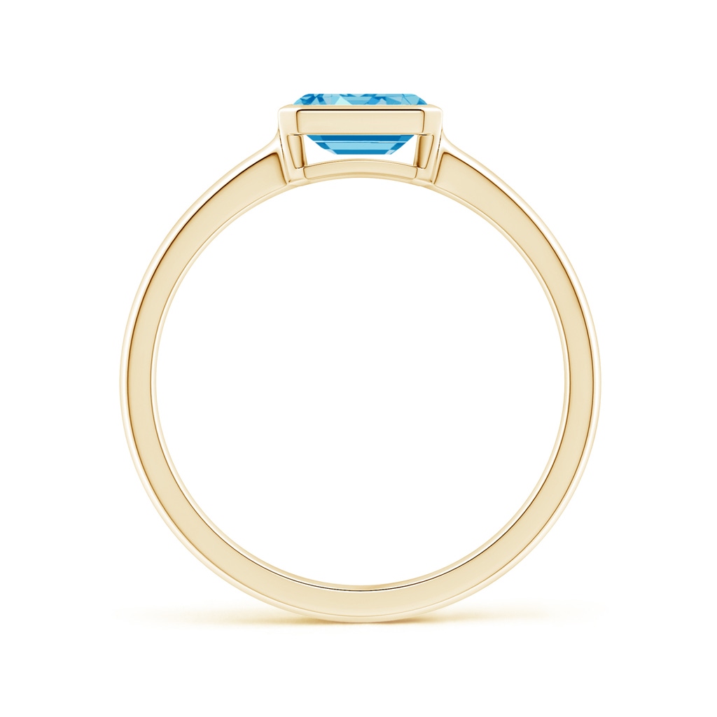 6x4mm AAAA East-West Emerald-Cut Fancy Intense Blue Diamond Solitaire Ring in Bezel Setting in Yellow Gold - side 199