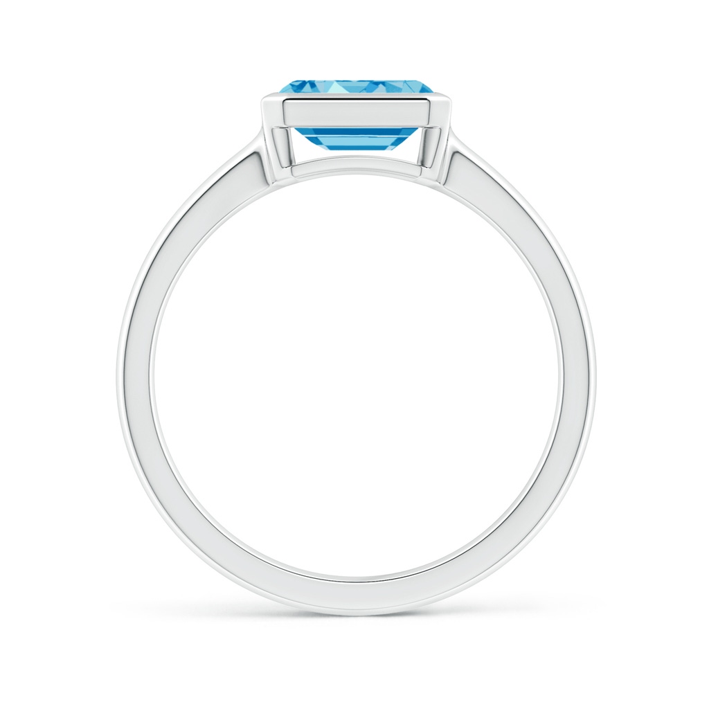 7x5mm AAAA East-West Emerald-Cut Fancy Intense Blue Diamond Solitaire Ring in Bezel Setting in White Gold - side 199