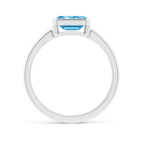 7x5mm AAAA East-West Emerald-Cut Fancy Intense Blue Diamond Solitaire Ring in Bezel Setting in White Gold - side 3
