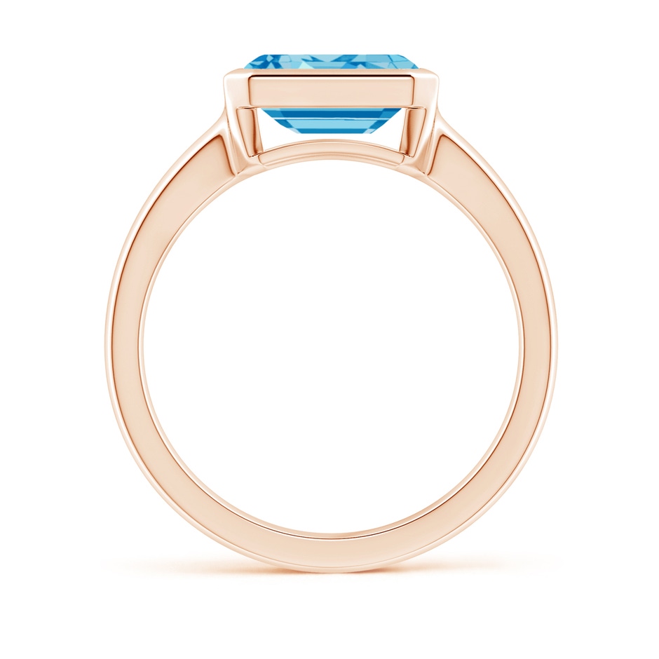 8.5x6.5mm AAAA East-West Emerald-Cut Fancy Intense Blue Diamond Solitaire Ring in Bezel Setting in 18K Rose Gold side 199