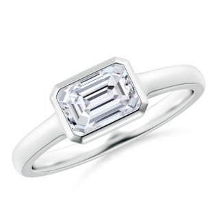 7x5mm HSI2 East-West Emerald-Cut Diamond Solitaire Ring in Bezel Setting in P950 Platinum