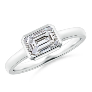 7x5mm IJI1I2 East-West Emerald-Cut Diamond Solitaire Ring in Bezel Setting in P950 Platinum