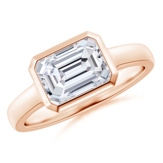 8.5x6.5mm HSI2 East-West Emerald-Cut Diamond Solitaire Ring in Bezel Setting in 9K Rose Gold
