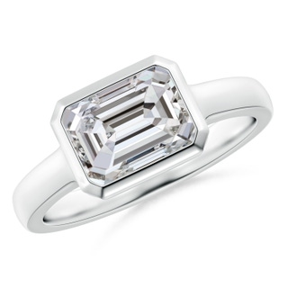 8.5x6.5mm IJI1I2 East-West Emerald-Cut Diamond Solitaire Ring in Bezel Setting in P950 Platinum