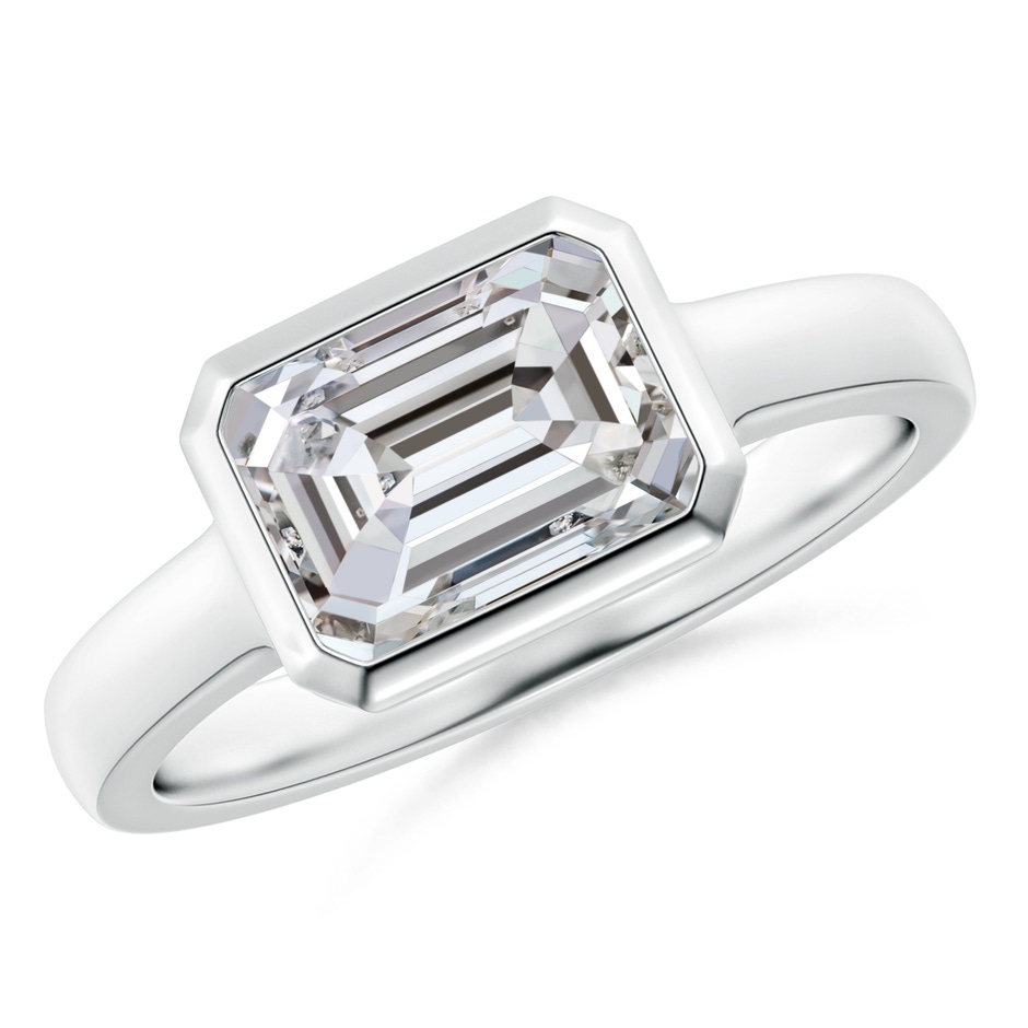 8.5x6.5mm IJI1I2 East-West Emerald-Cut Diamond Solitaire Ring in Bezel Setting in P950 Platinum 