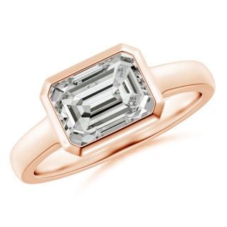 8.5x6.5mm KI3 East-West Emerald-Cut Diamond Solitaire Ring in Bezel Setting in 9K Rose Gold