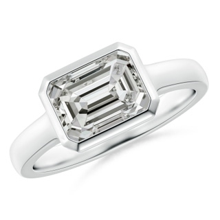 8.5x6.5mm KI3 East-West Emerald-Cut Diamond Solitaire Ring in Bezel Setting in P950 Platinum